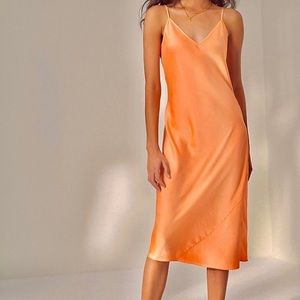 Aritzia Wilfred Orange-Papaya Only Slip Dress